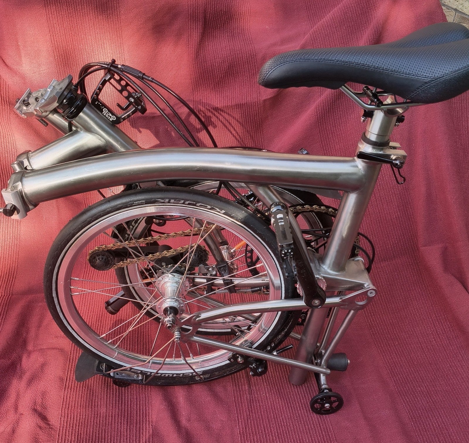 Titanium 'Brompton Style' Trifold Bike, 7.7kg, 3 Speed, Excellent Condition.