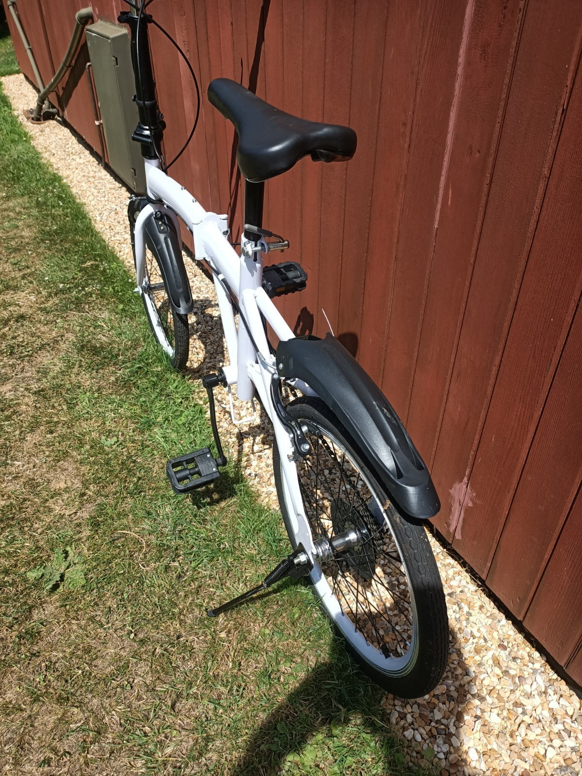 7 Speed 20" Folding White Bike with stand #1216