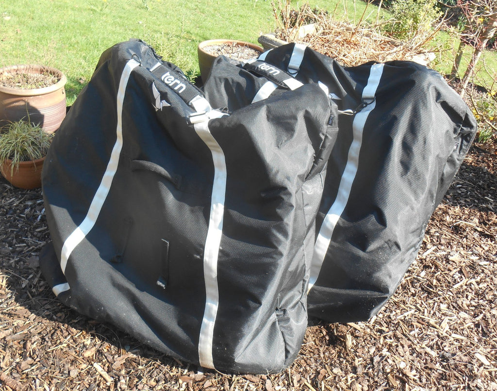 Two Tern Joe folding bikes with stow bags
