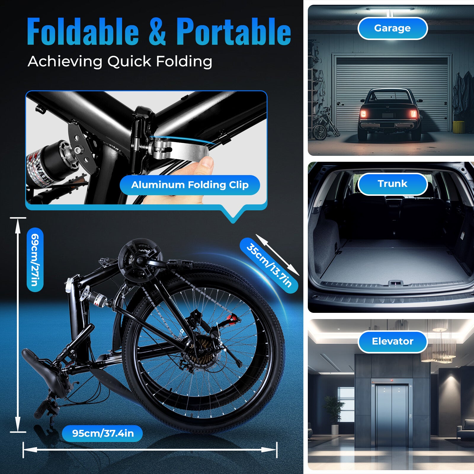 26 inch Full Suspension Mountain Bike 21 Speed Folding Bicycle Adult Bicycle UK
