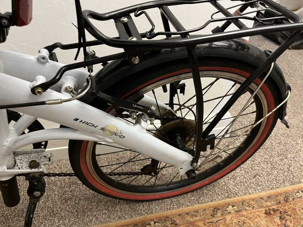 Folding City Bicycle Ecosmo 20" Wheel White, Alloy 7SP Shimano, 12kg-20AF09W
