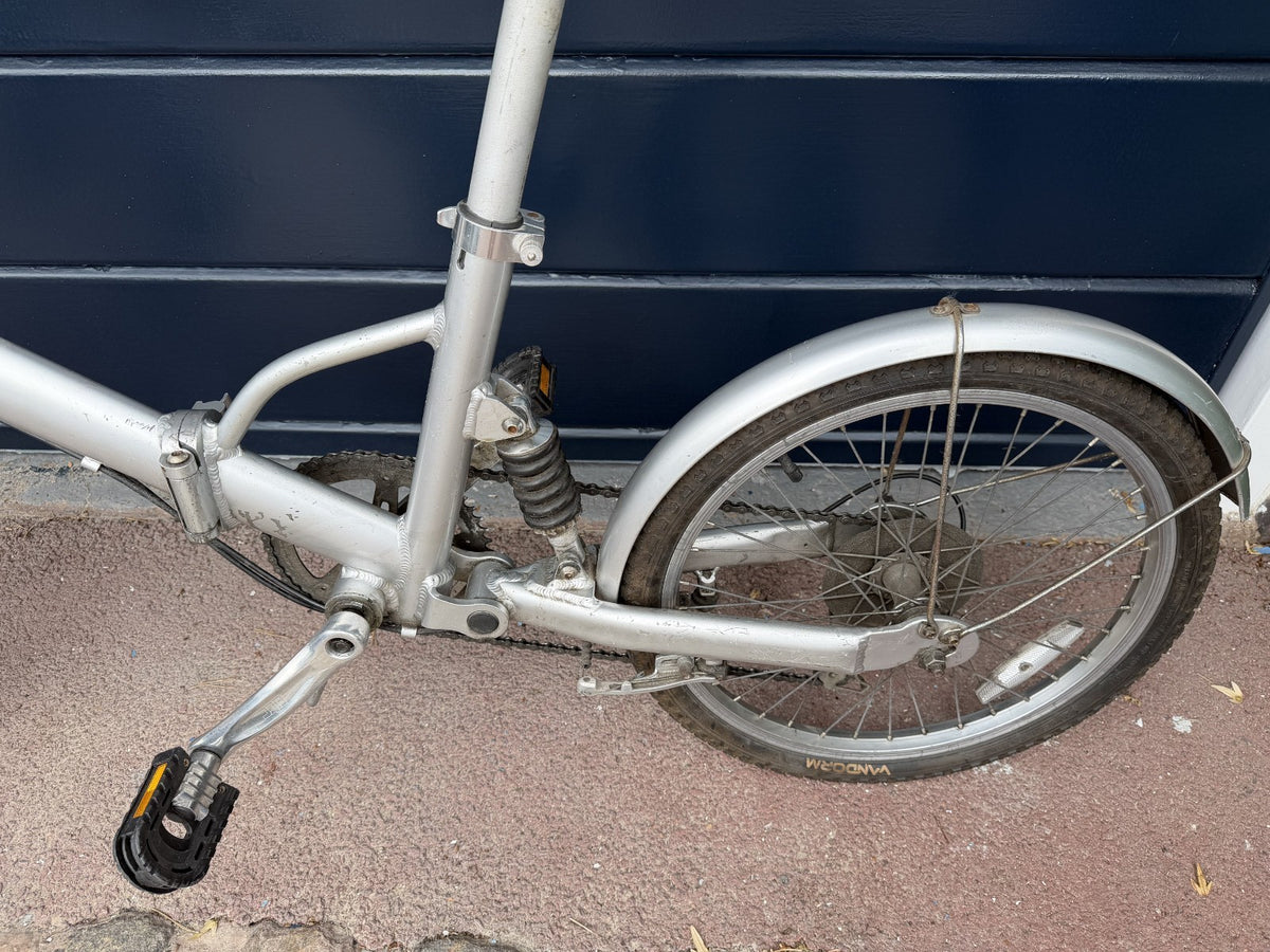 Vintage Silver Aluminium Folding Bike 6 Speed Grip Shifter