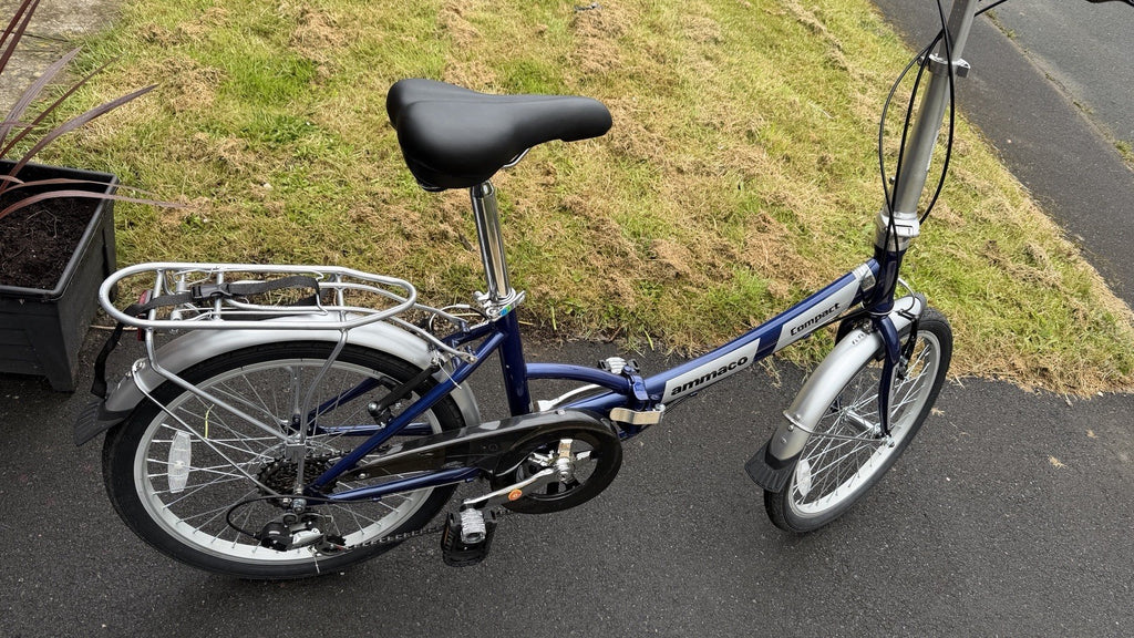 Ammaco Pakka Compact 20 Inch Wheel Folding Shopper Camping Bike 6 Speed Blue