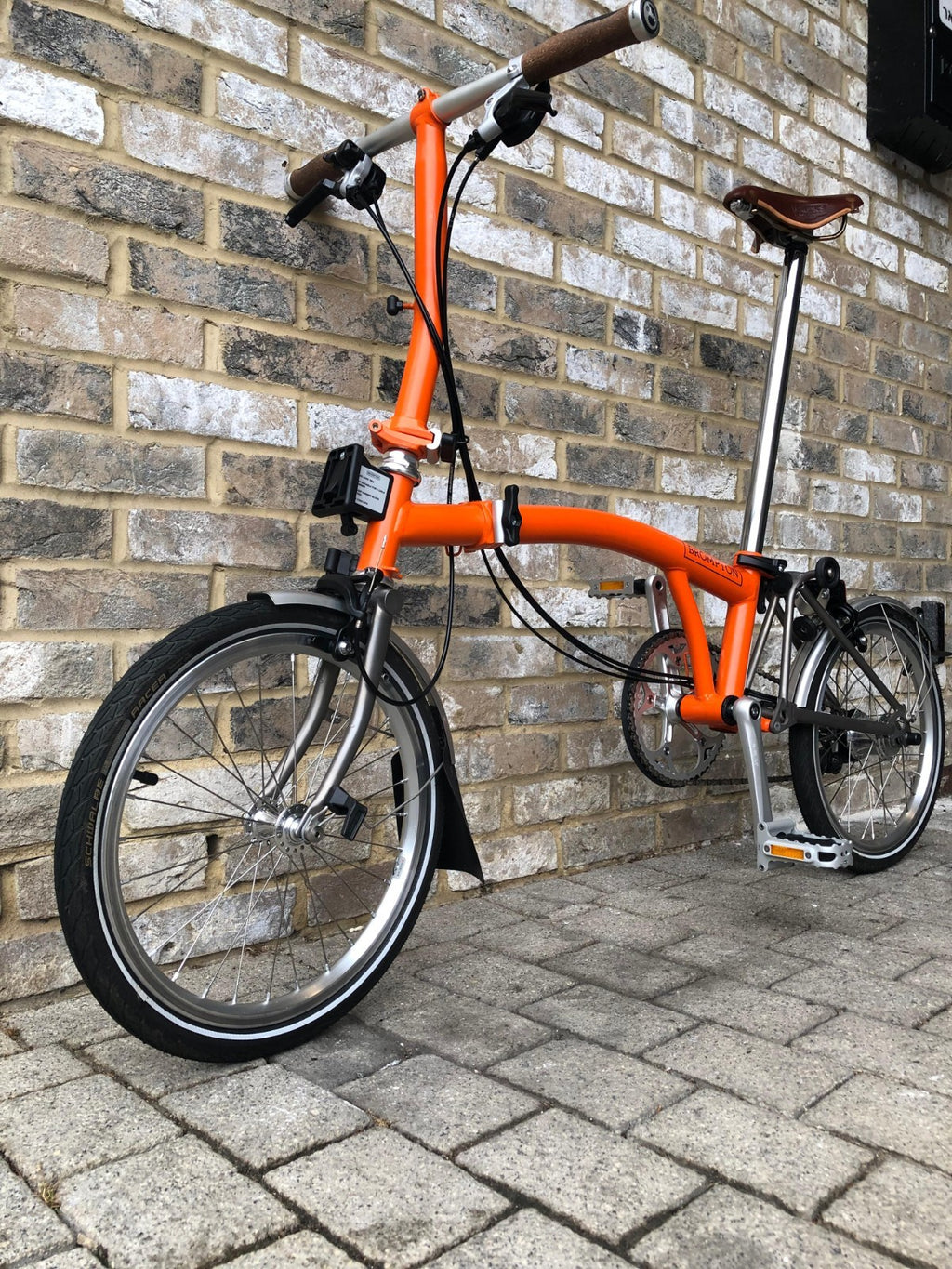 Brompton Signal Orange Superlight Titanium RARE S6L-X with Brooks - WORLD POST