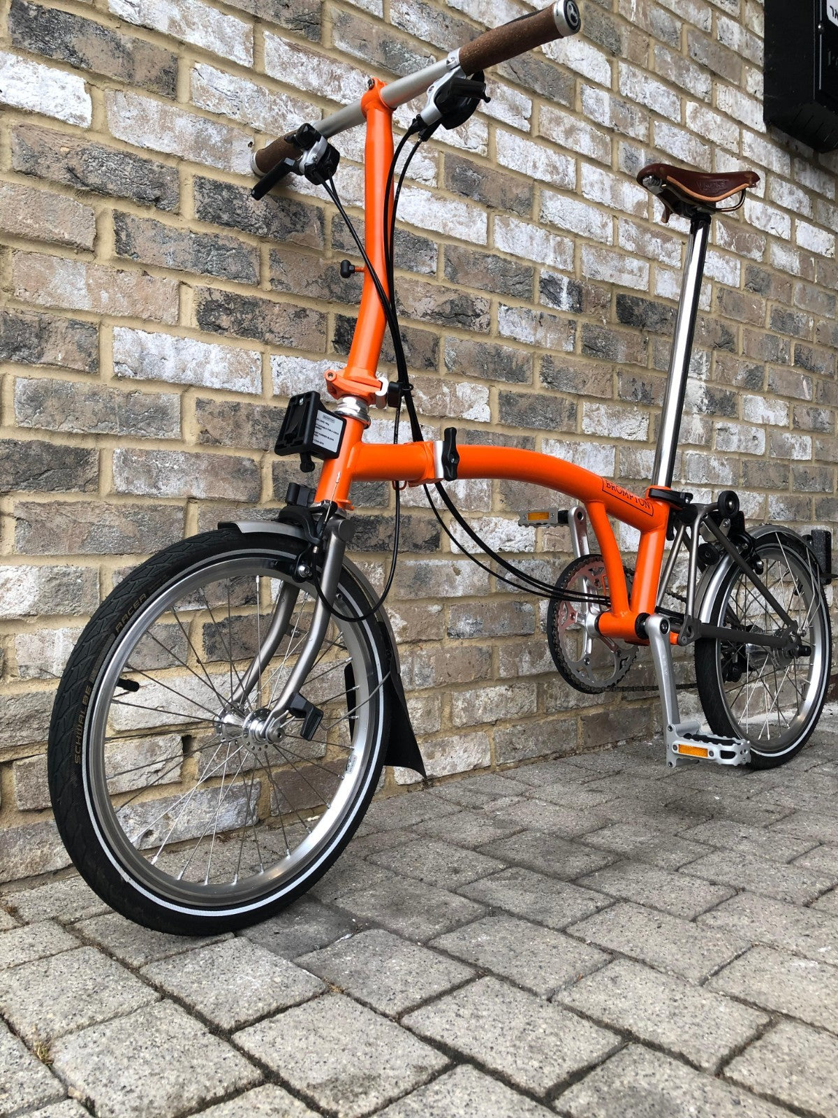 Brompton Signal Orange Superlight Titanium RARE S6L-X with Brooks - WORLD POST