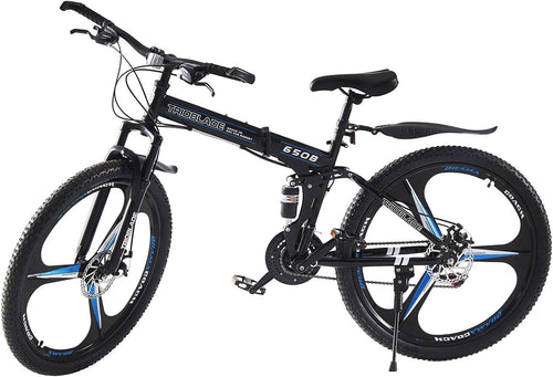 27.5" Folding Mountain Bike Dual Shock 21-Speed Mens Womens Off Road