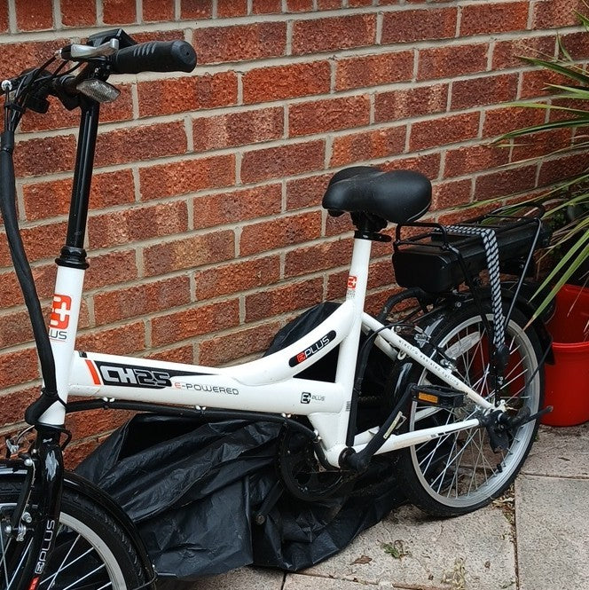 Eplus CH25 Folding Bike 20in White/Black Rear Rack Kickstand BMX Bar