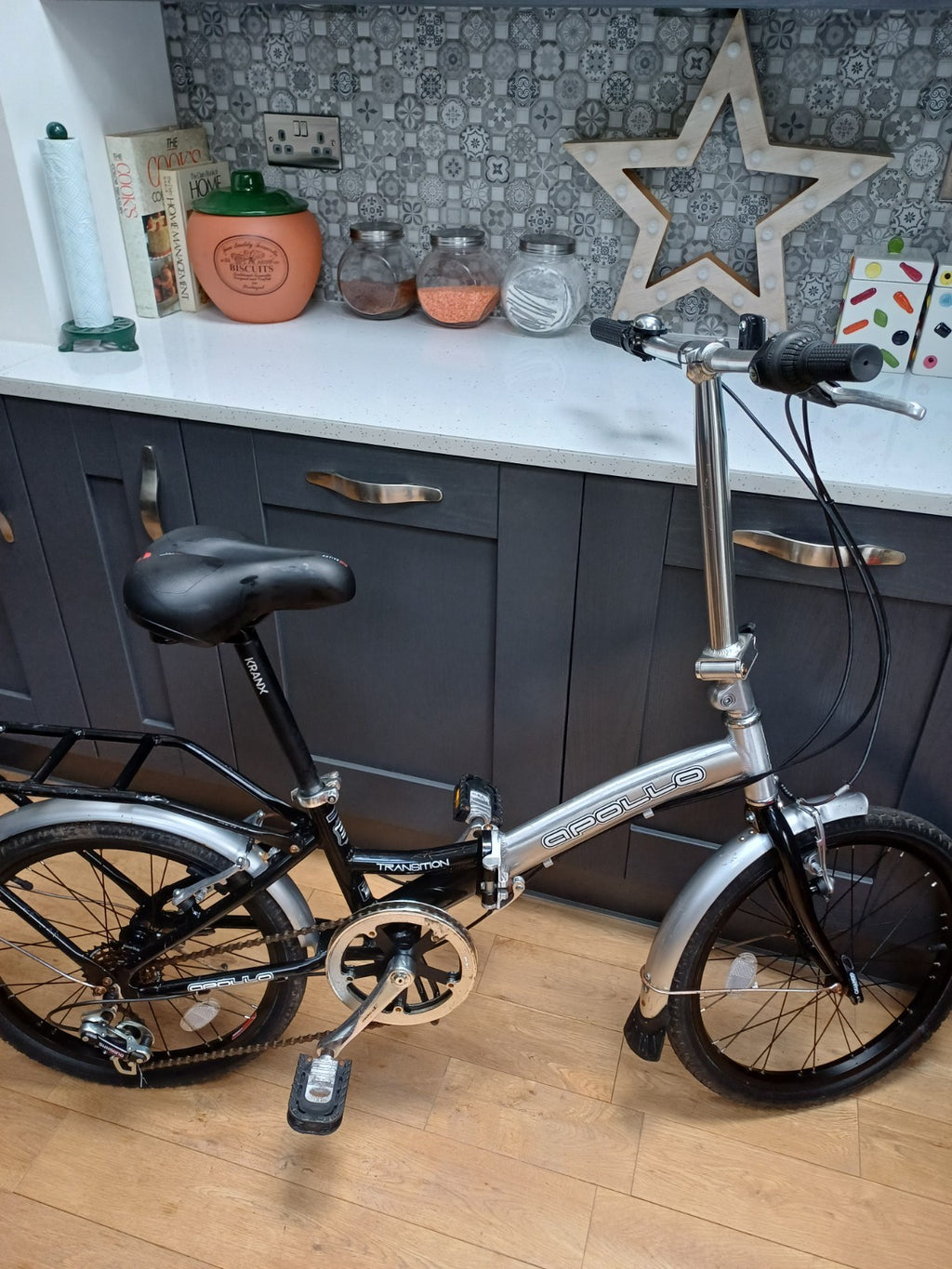 apollo transition folding bike 6 revoshift gears 20inch wheels adults unisex