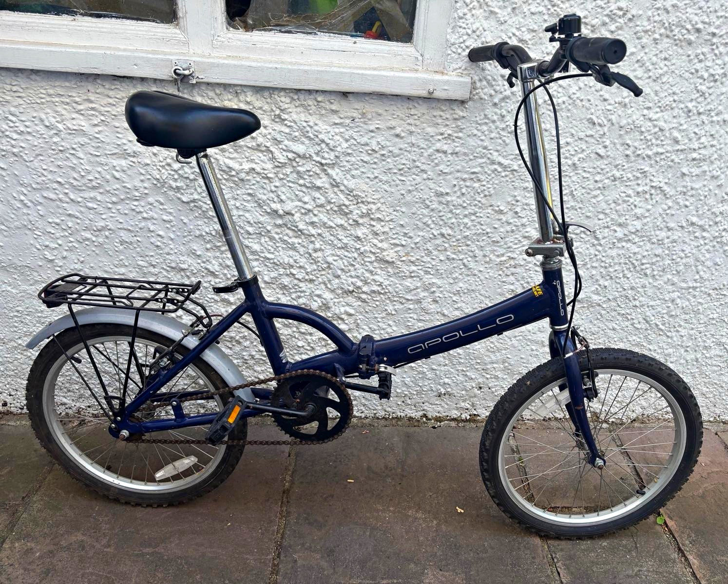 Apollo Cadell 20in Folding Bike Blue 1 Speed V-Brake Rear Rack Mudguards