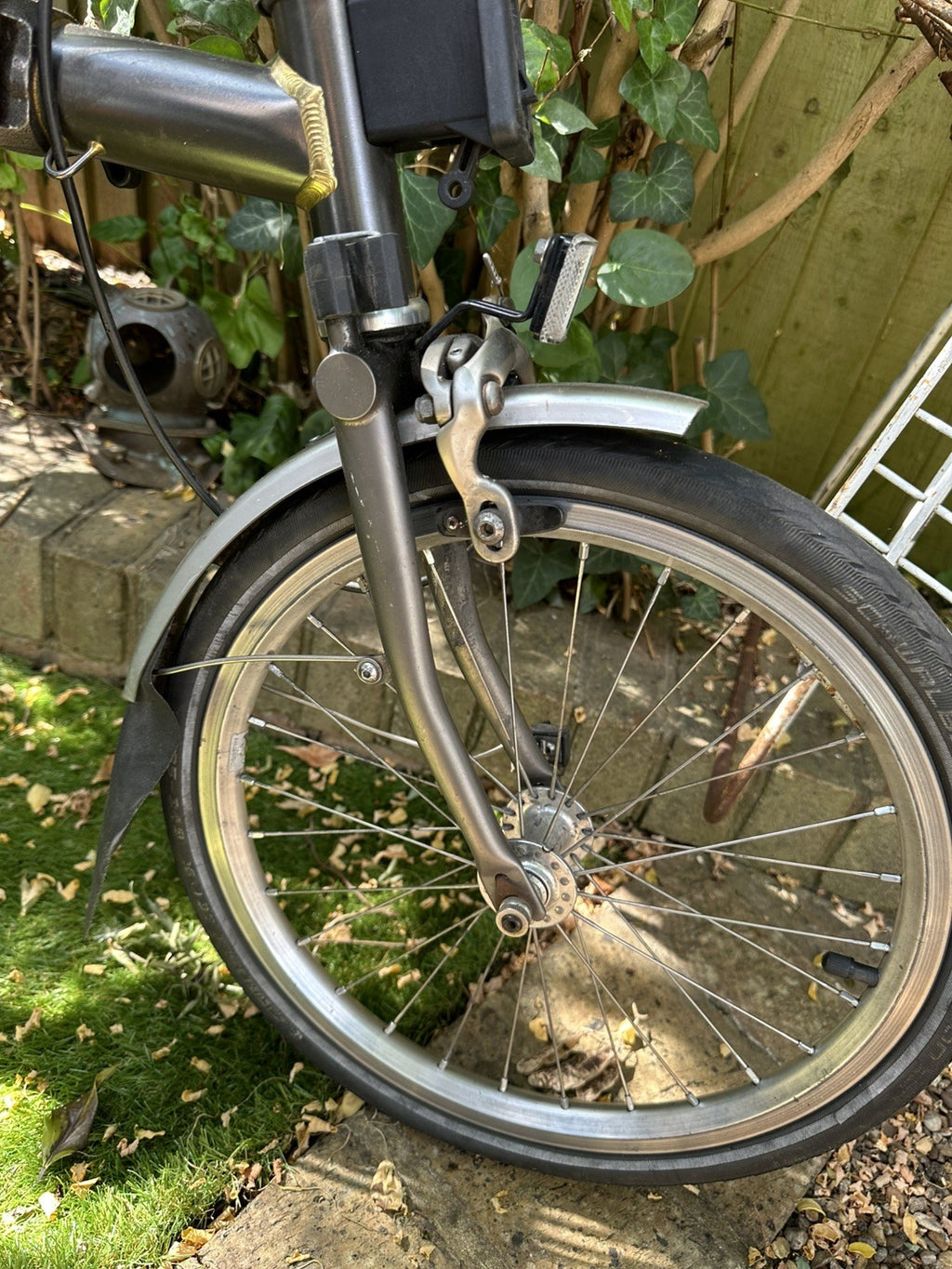 Brompton Folding Bike P-Line Super light Titanium 6 Speed in raw lacquer