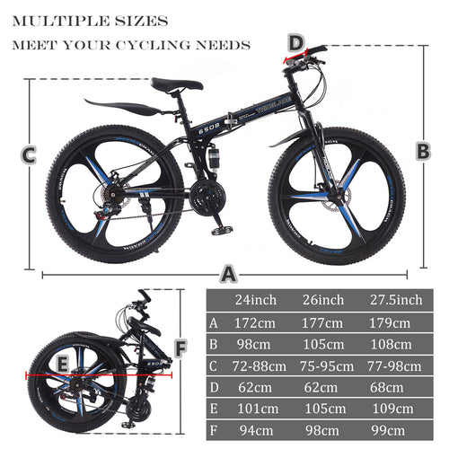 27.5 Inch Adult Bike 21 Speed Mountain Bike Folding Bicycle Full Suspension Bike