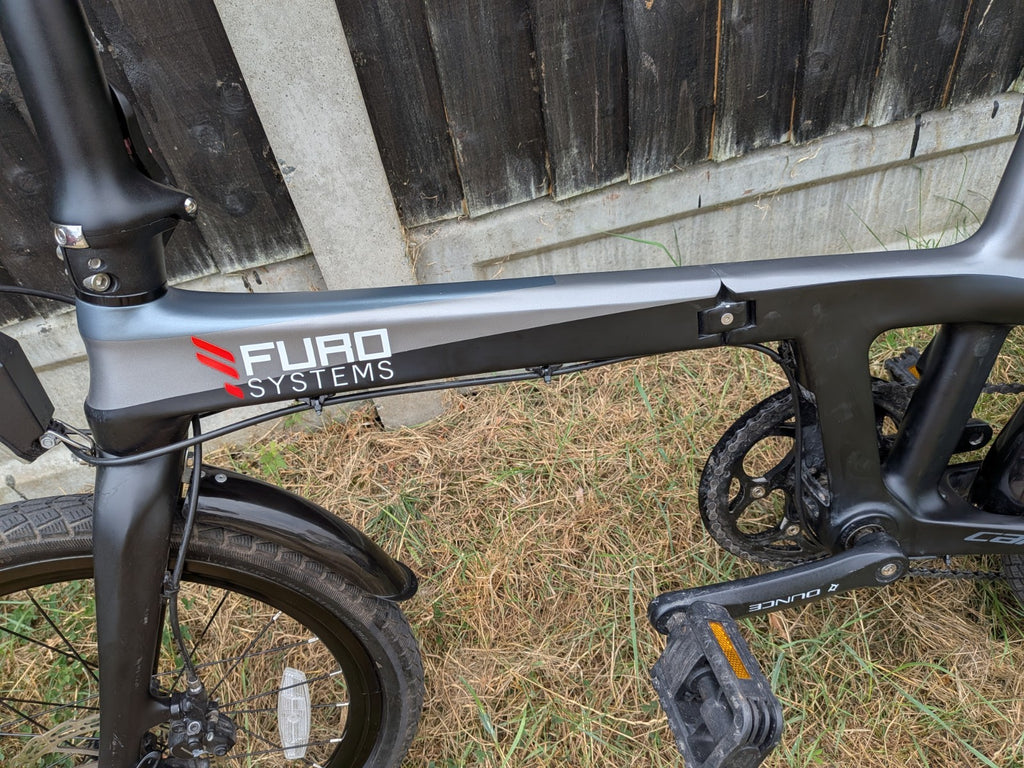 FURO Systems CARBON FRAME Folding Bike 20in 9-Speed Hydraulic Disc Brakes Rack