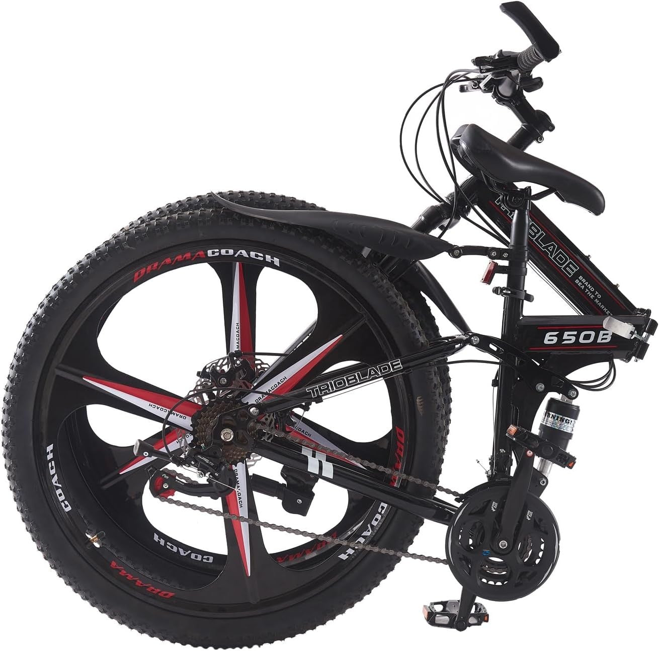Folding 21-Speed MTB Bike 27.5" Dual Suspension Mens Womens Off Road