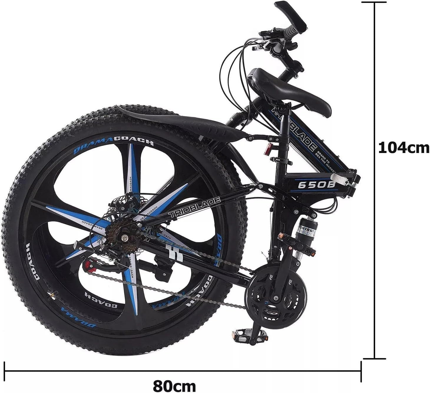 27.5" Folding Mountain Bike Dual Shock 21-Speed Mens Womens Off Road