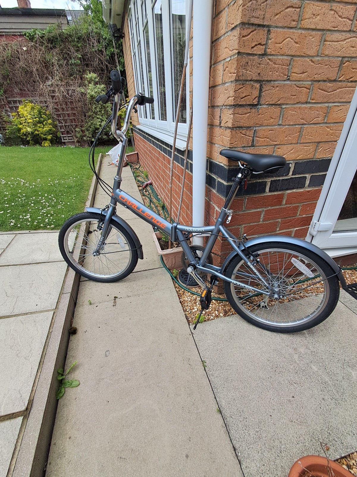Challenge Holborn 20in Folding Bike Grey BMX Bars Derailleur V-Brake Stand