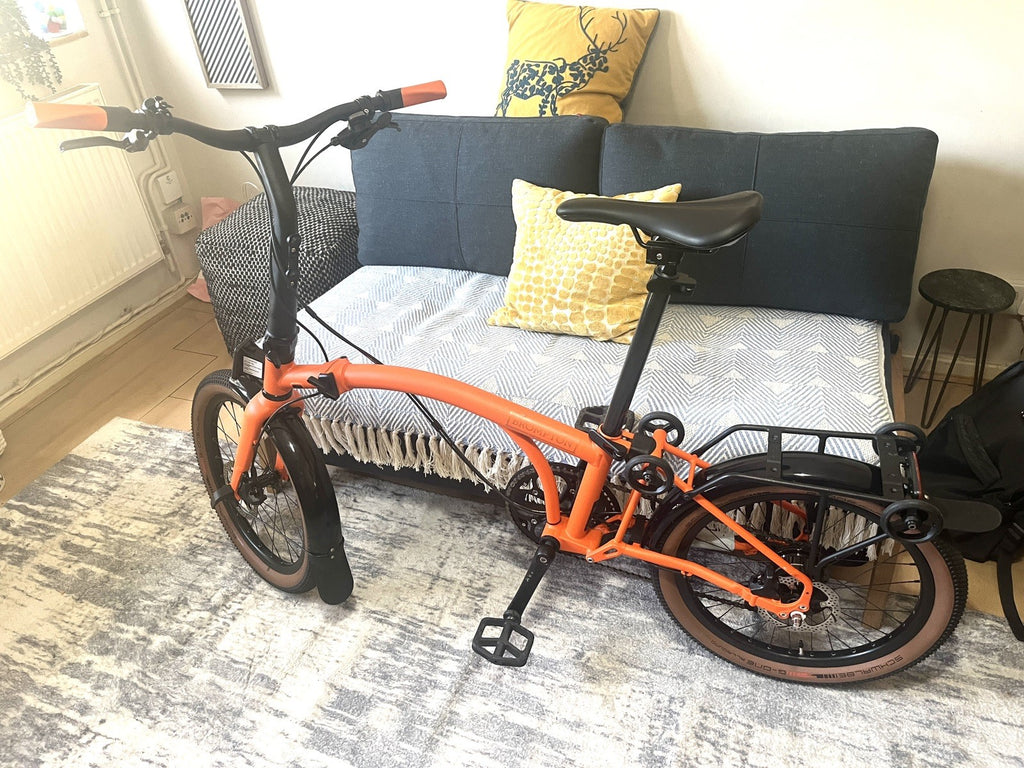 Brompton G Line Adventure Orange w Mudguards and Rack 8 Speed, Large