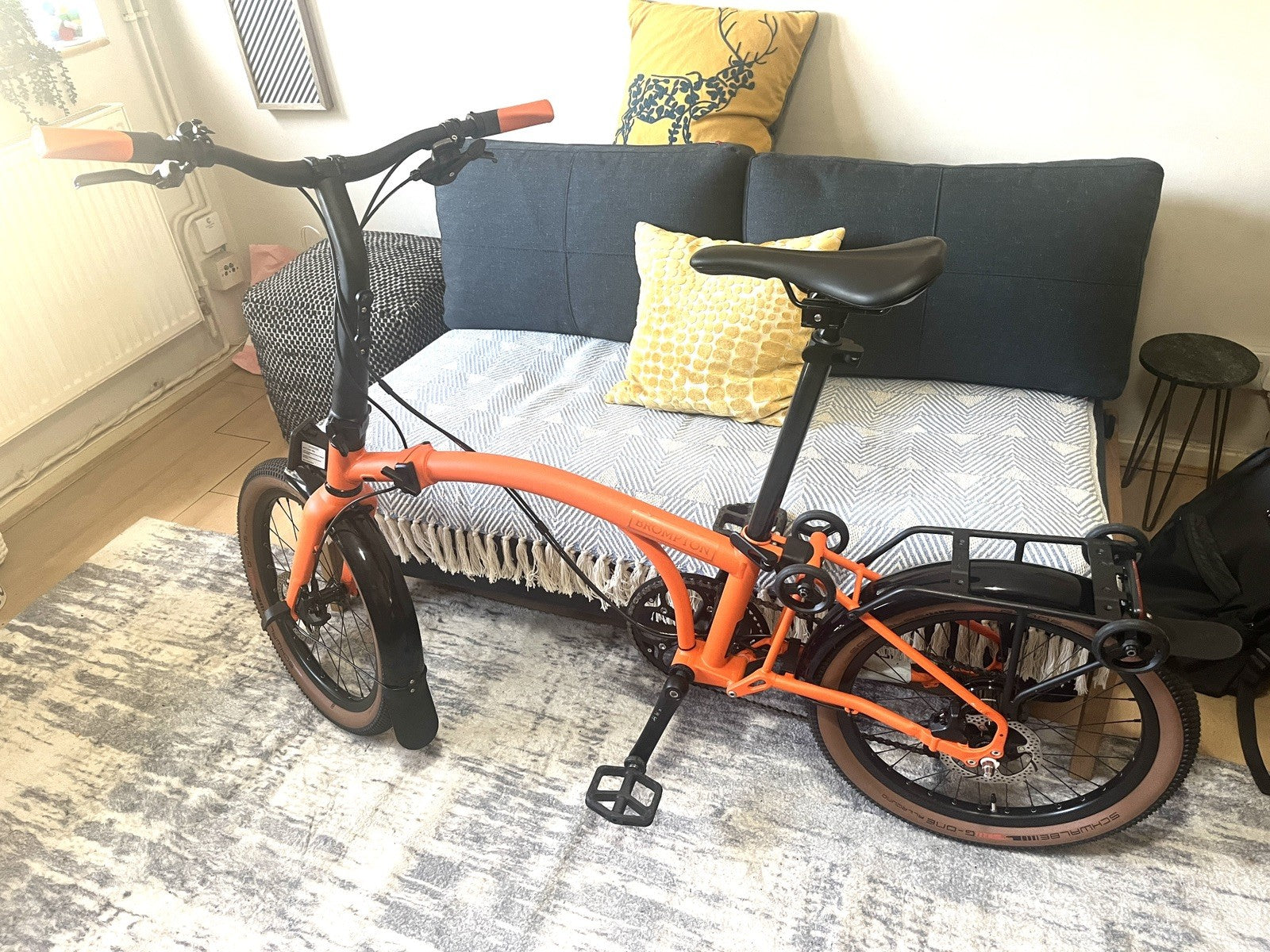 Brompton G Line Adventure Orange w Mudguards and Rack 8 Speed, Large