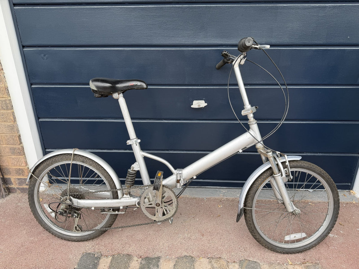 Vintage Silver Aluminium Folding Bike 6 Speed Grip Shifter