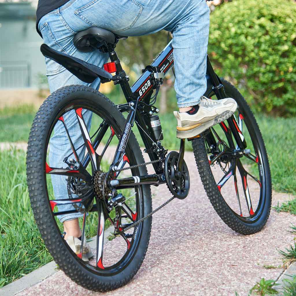 Folding Mountain Bike 27.5Inch Bikes 21 Speed Full Suspension Bicycle Men Women