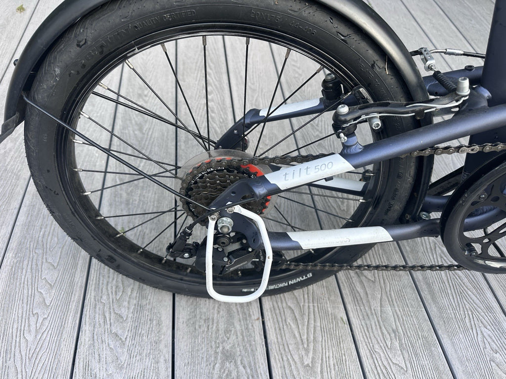 B'TWIN Tilt 500 20in Folding Bike Blue with Mudguards, Rim Brake, Gears