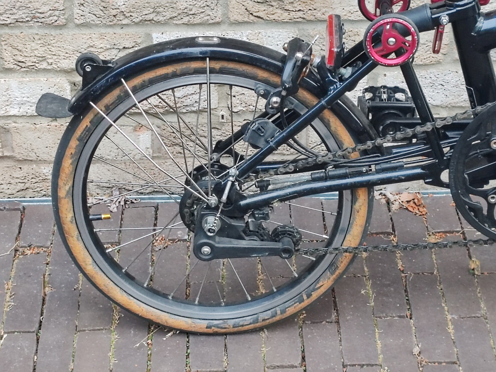 Brompton Elec M6L 6 Speed Folding Black Custom Schwalbe Kojak Tanwall.