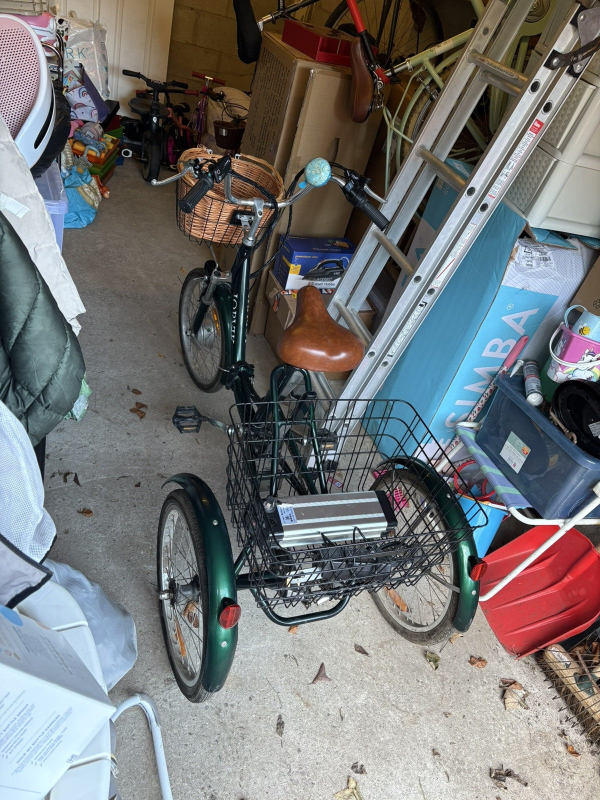 Jorvik Electric Folding Tricycle In Perfect Condition In  Green With Basket