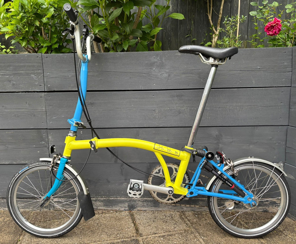 Brompton H3L Folding Bike 3 Speed C Line in Yellow / Blue