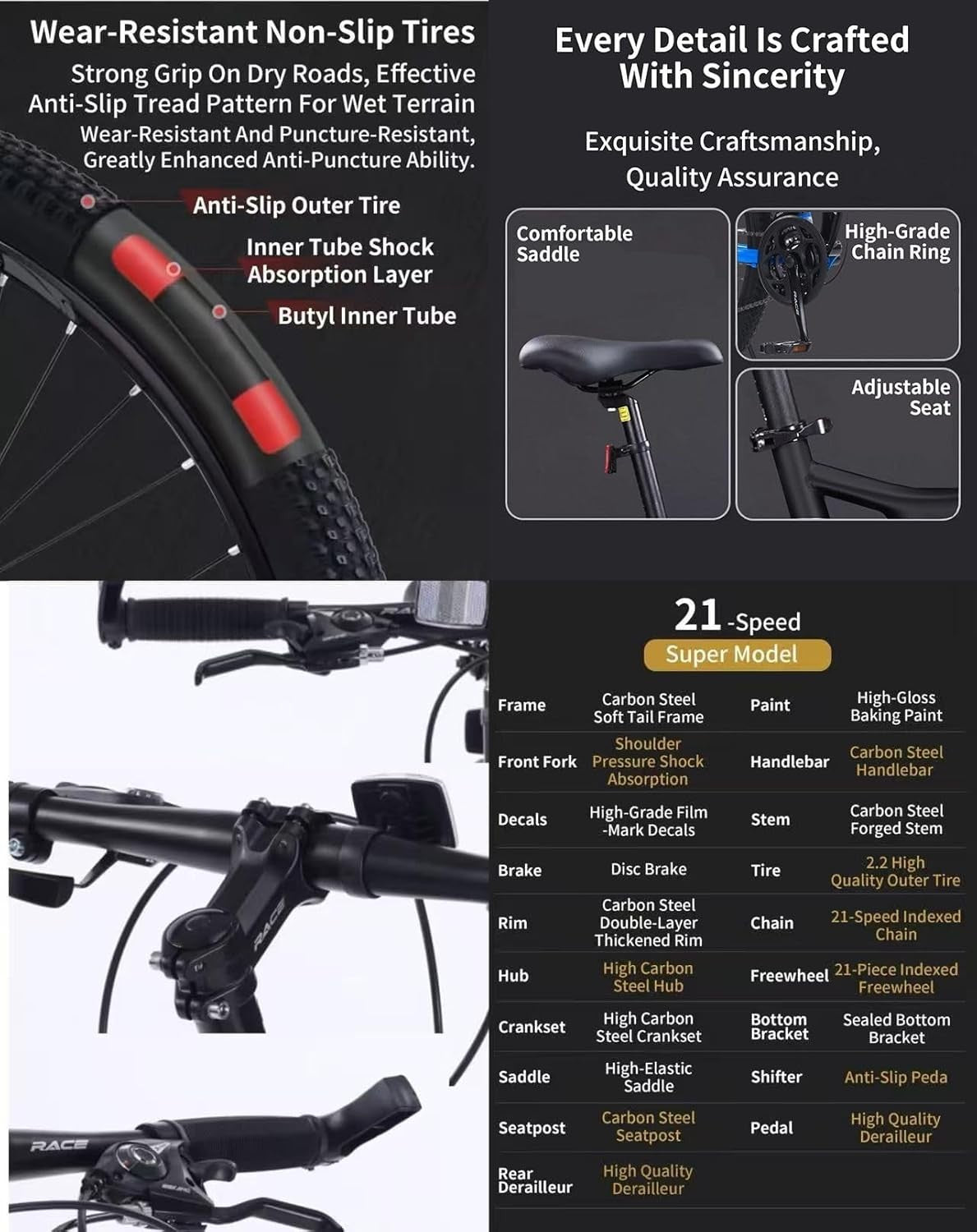 26", 27.5" Foldable Lightweight Adult Mountain Bike Urban & Trail Riding