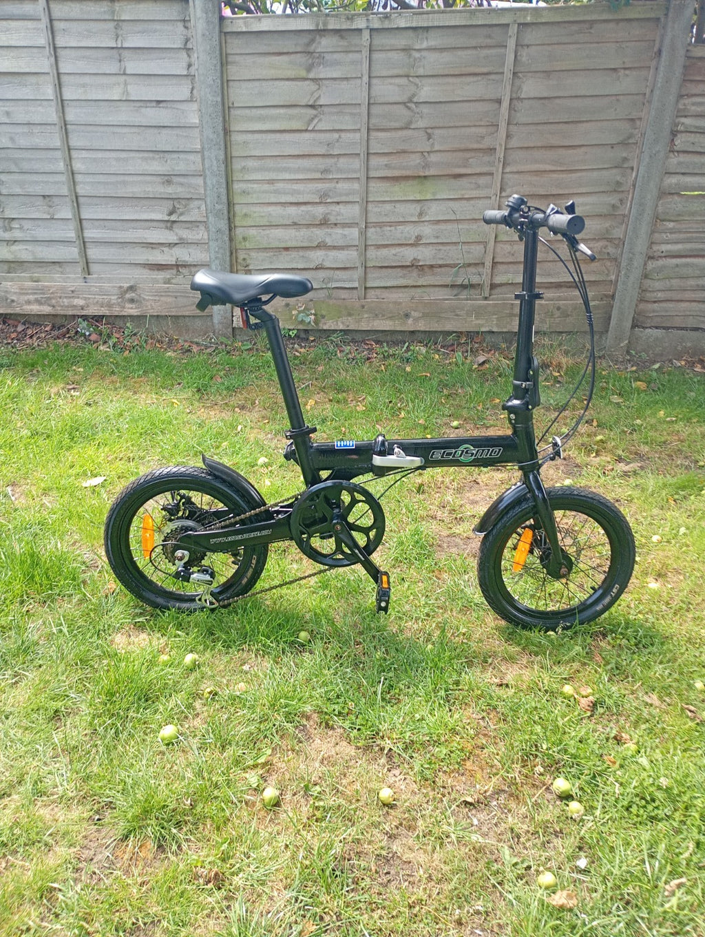 Folding Bicycle Ecosmo 16" Wheel Black Alloy 6SP Shimano Gear, DualDisc-16AF02BL