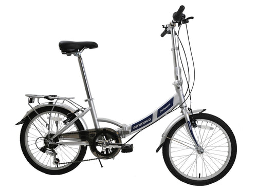 Ammaco Pakka Compact 20 Inch Wheel Folding Shopper Camping Bike 6 Speed Silver