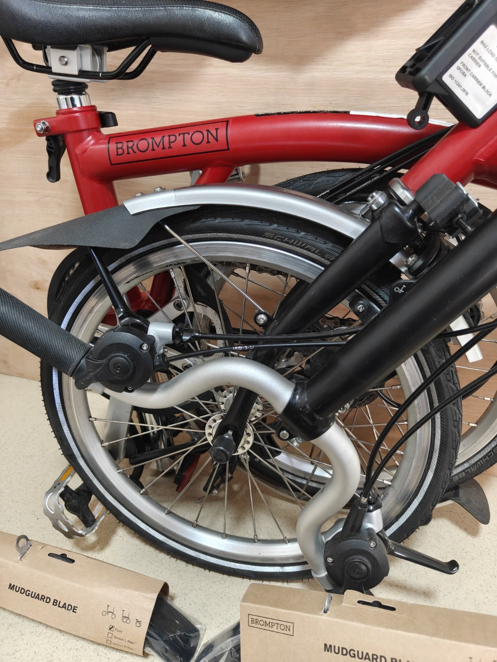 Brompton C Line folding bicycle 2022 Serial 2203020006 Red + Bags + Accessories