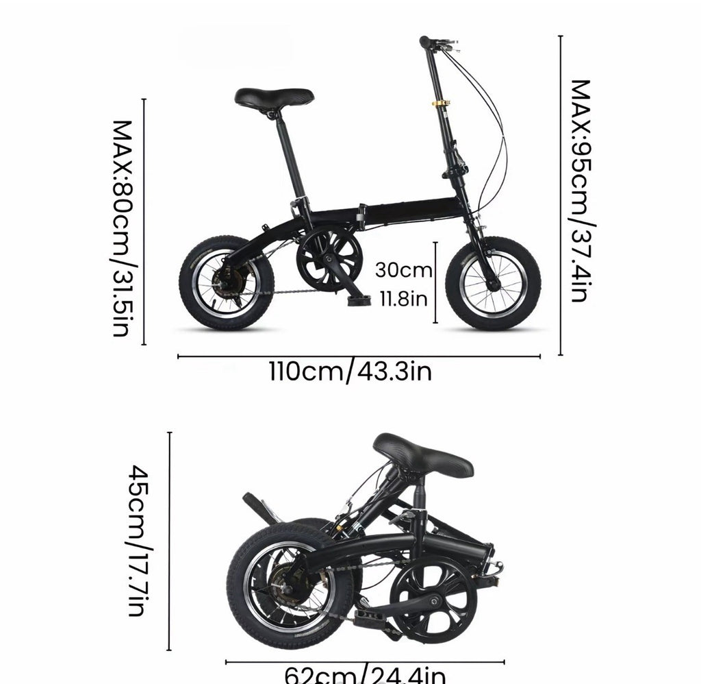 16 Inch Folding Bicycle with Dual Brakes, Adjustable Stem & Seat, Lightweight