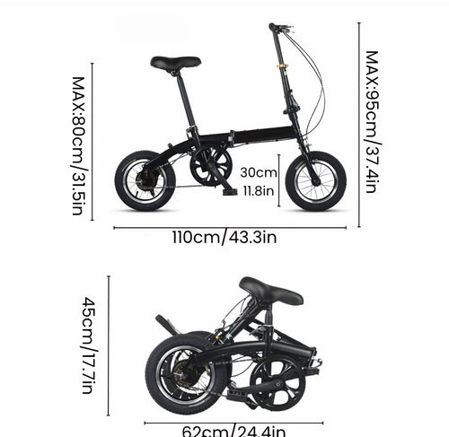 16 Inch Folding Bicycle with Dual Brakes, Adjustable Stem & Seat, Lightweight