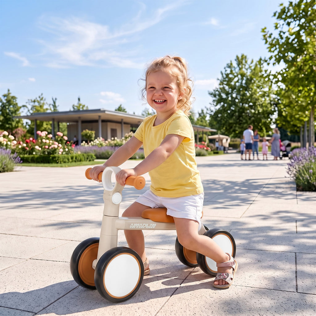 Balance Bike, Lightweight and Foldable Toddler Bike for 1-2 Years, Cream White