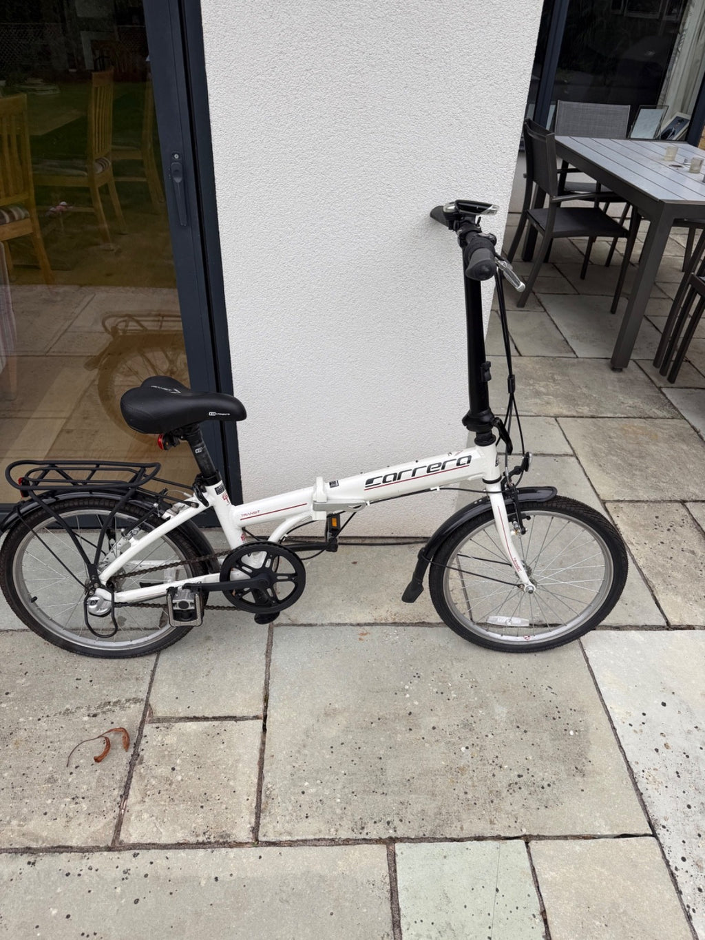 Carrera Transit Folding Bike 20in Wheels White Flat Bar V-Brake Unisex Adult