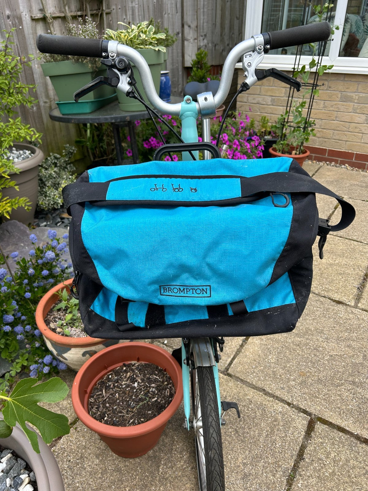 Brompton B75 16" Folding Bike - Blue with C bag and luggage rack