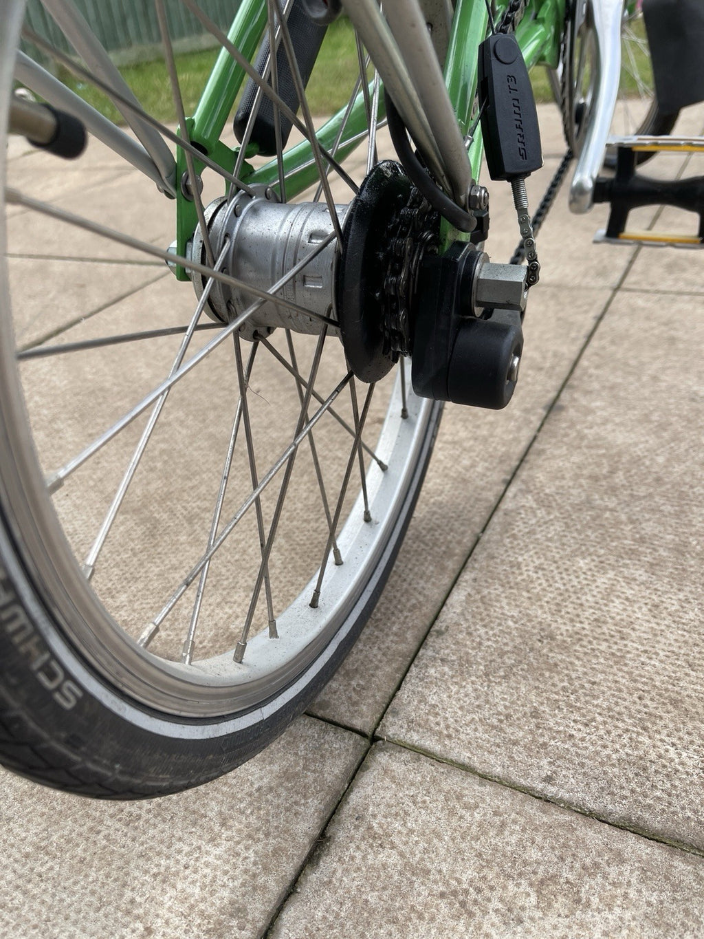 Brompton Folding Bike M6R 6 Speed Green 2008 M Type Rack Mudguards Lights