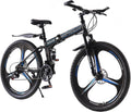 27.5" Folding Mountain Bike Dual Shock 21-Speed Mens Womens Off Road