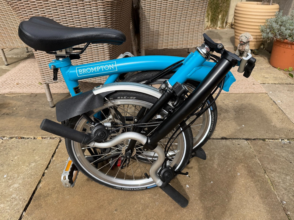 Blue Brompton Bike 6-speed - mint, less than 100 miles