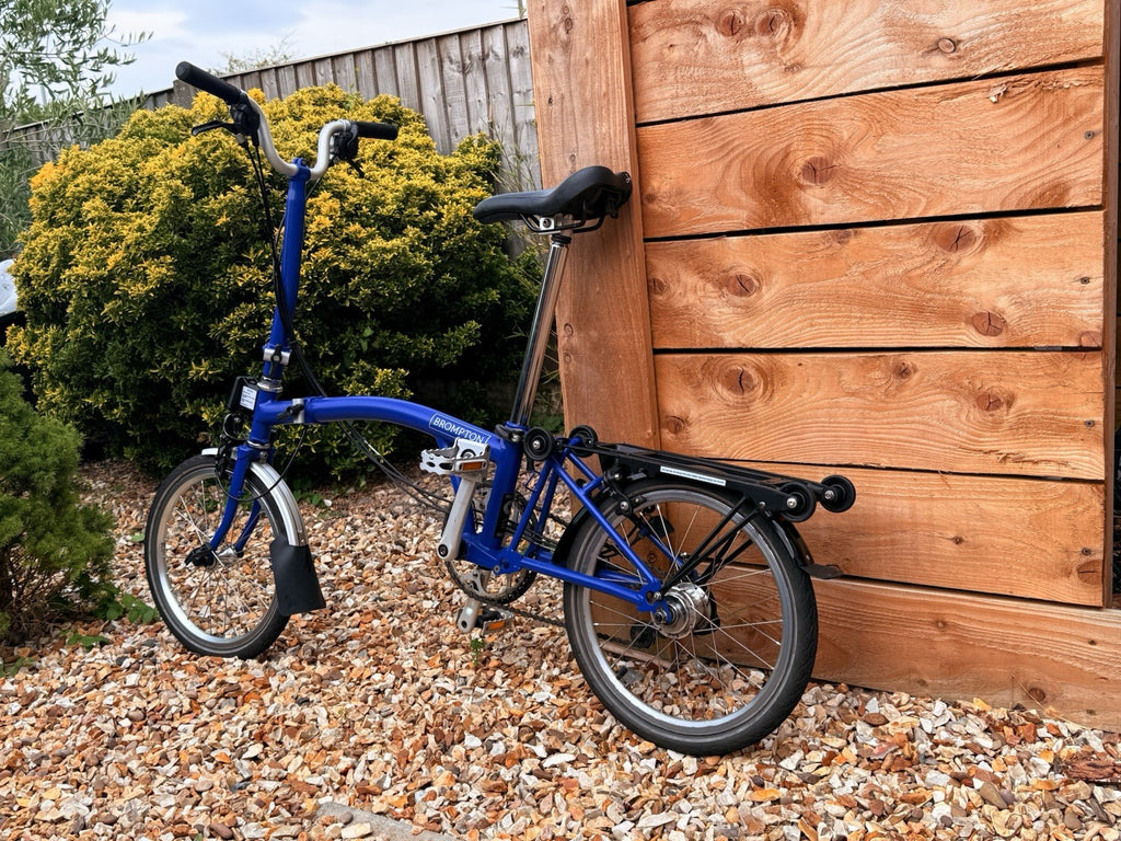 Brompton C Line 16in Blue Folding Bike, Mudguards, Rear Rack, Reflectors
