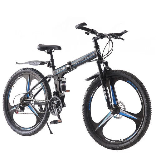 Folding Mountain Bike 26 Inch Wheel 21 Speed Full Suspension Bicycle