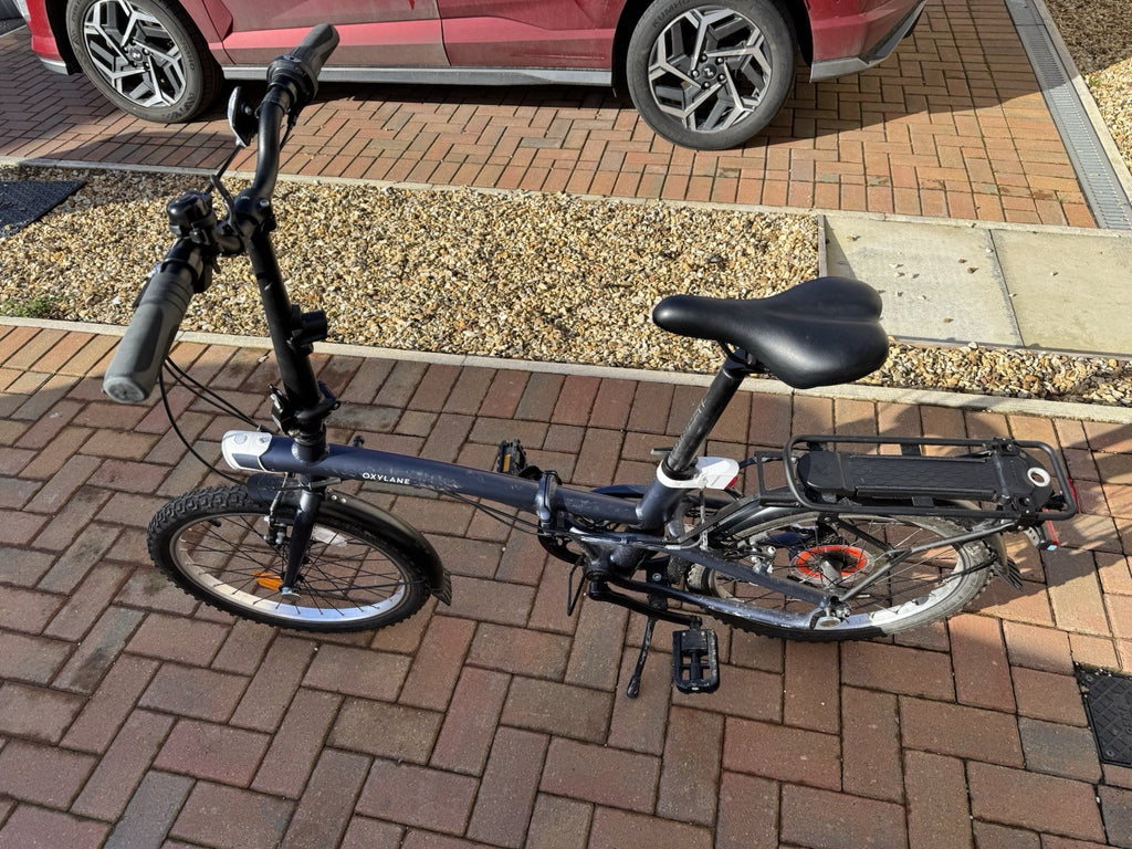 Oxylane Folding Bike 20in Wheels Black Flat Bar V-Brake Unisex Adults