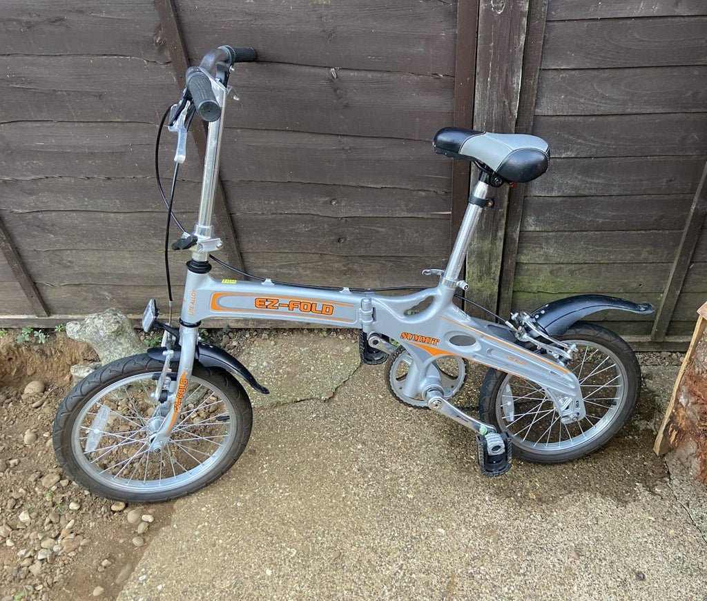 2 Summit EZ-Fold Folding Bike 20in Silver/Orange, Mudguards & Kickstand