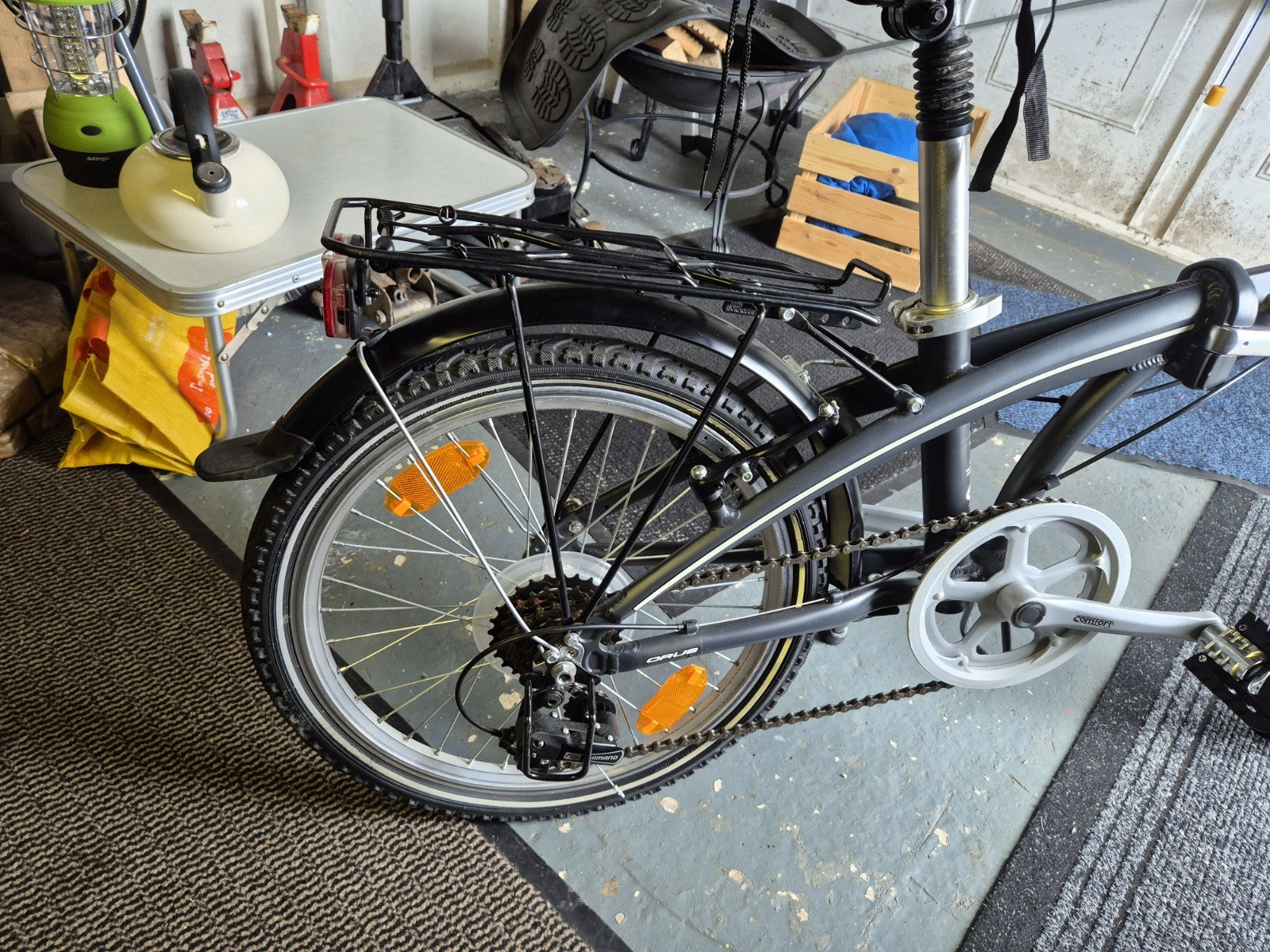 ORUS 20in Folding Bike Grey 7-Speed Grip Shifter V-Brakes Rear Rack