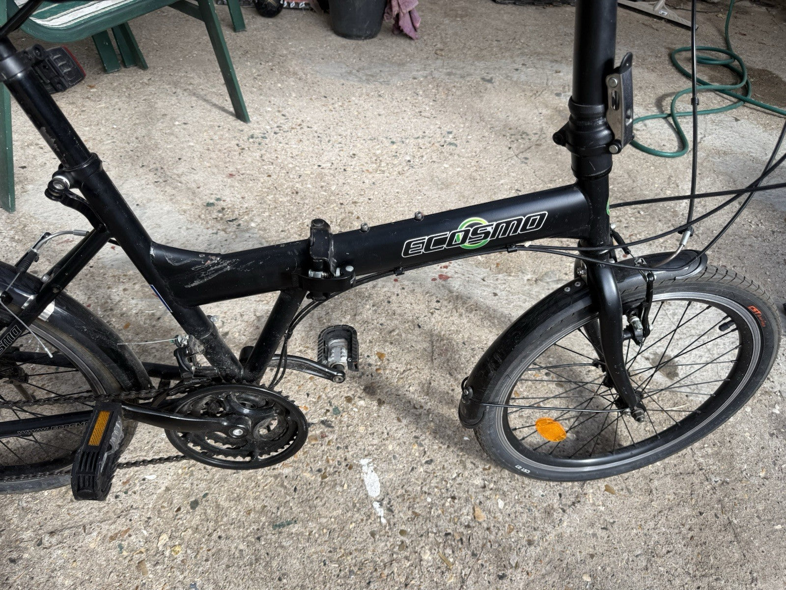 ECOSMO 20in Folding Bike Black, Mudguards Kickstand Reflectors, Derailleur