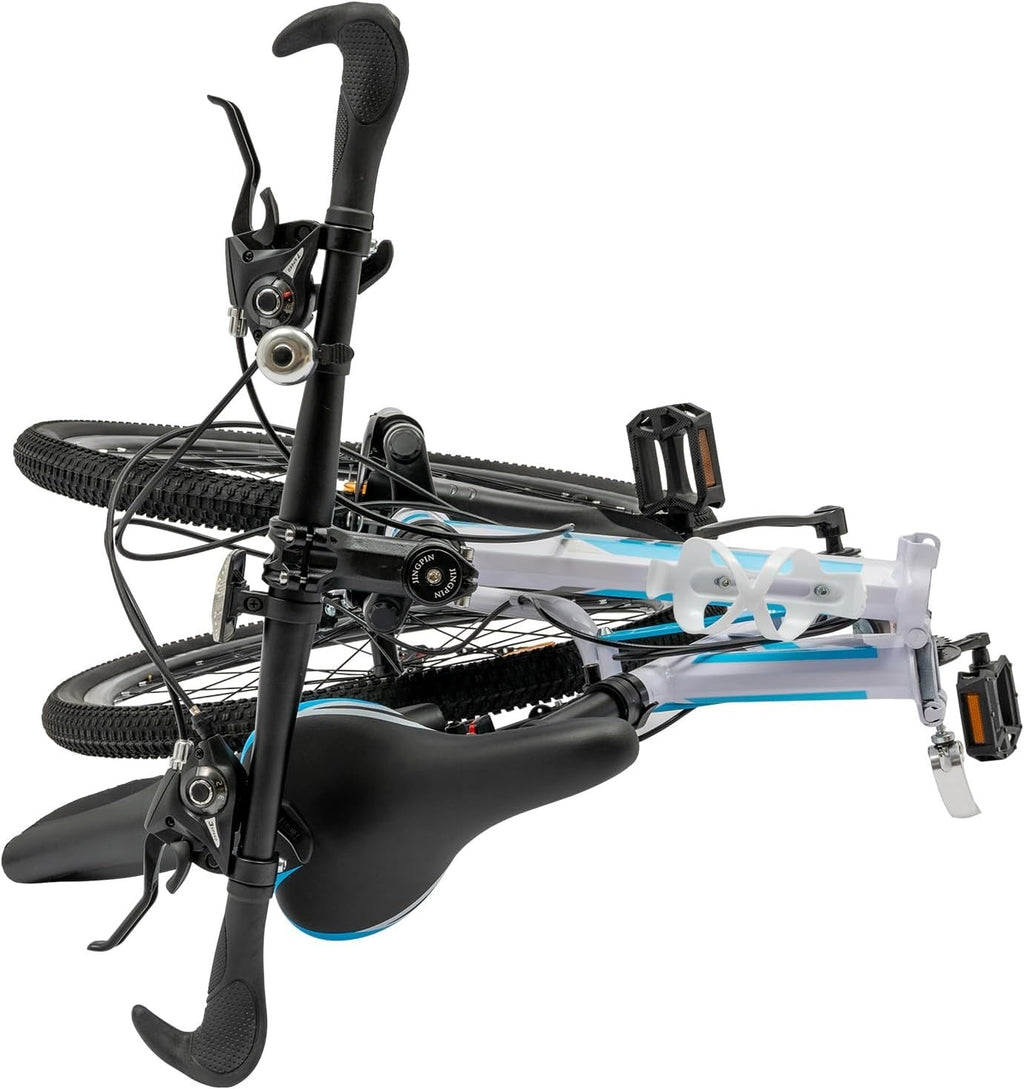 26" Folding Mountain Bike 21 Speed Dual Disc Full Suspension Trail MTB