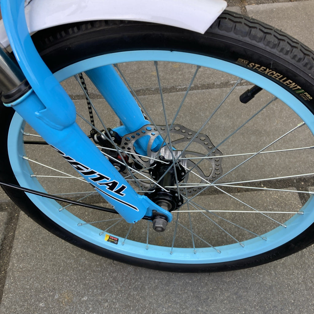 Digital Folding Blue Bike Carbon Steel 7 Speed Unisex Custom Design For UK