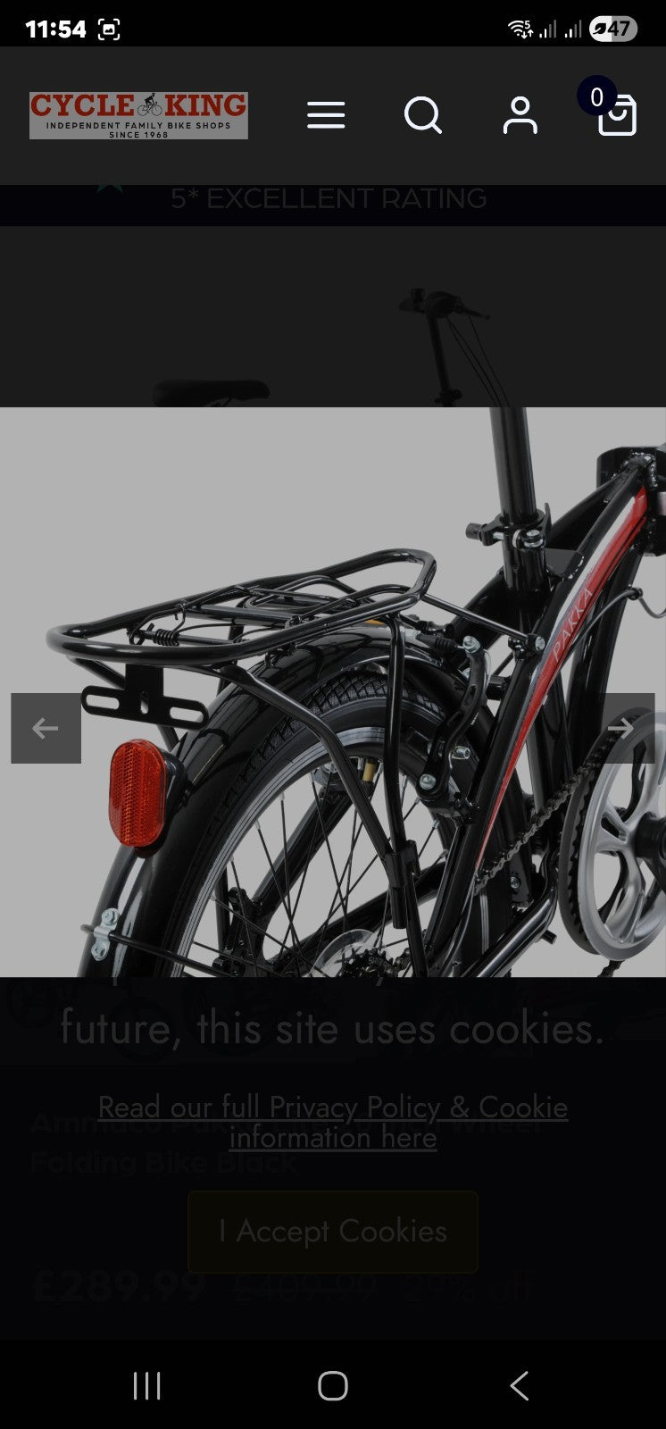 Ammaco Pakka Lite 20 Inch Wheel 6 Speed Alloy Folding Bike Silver
