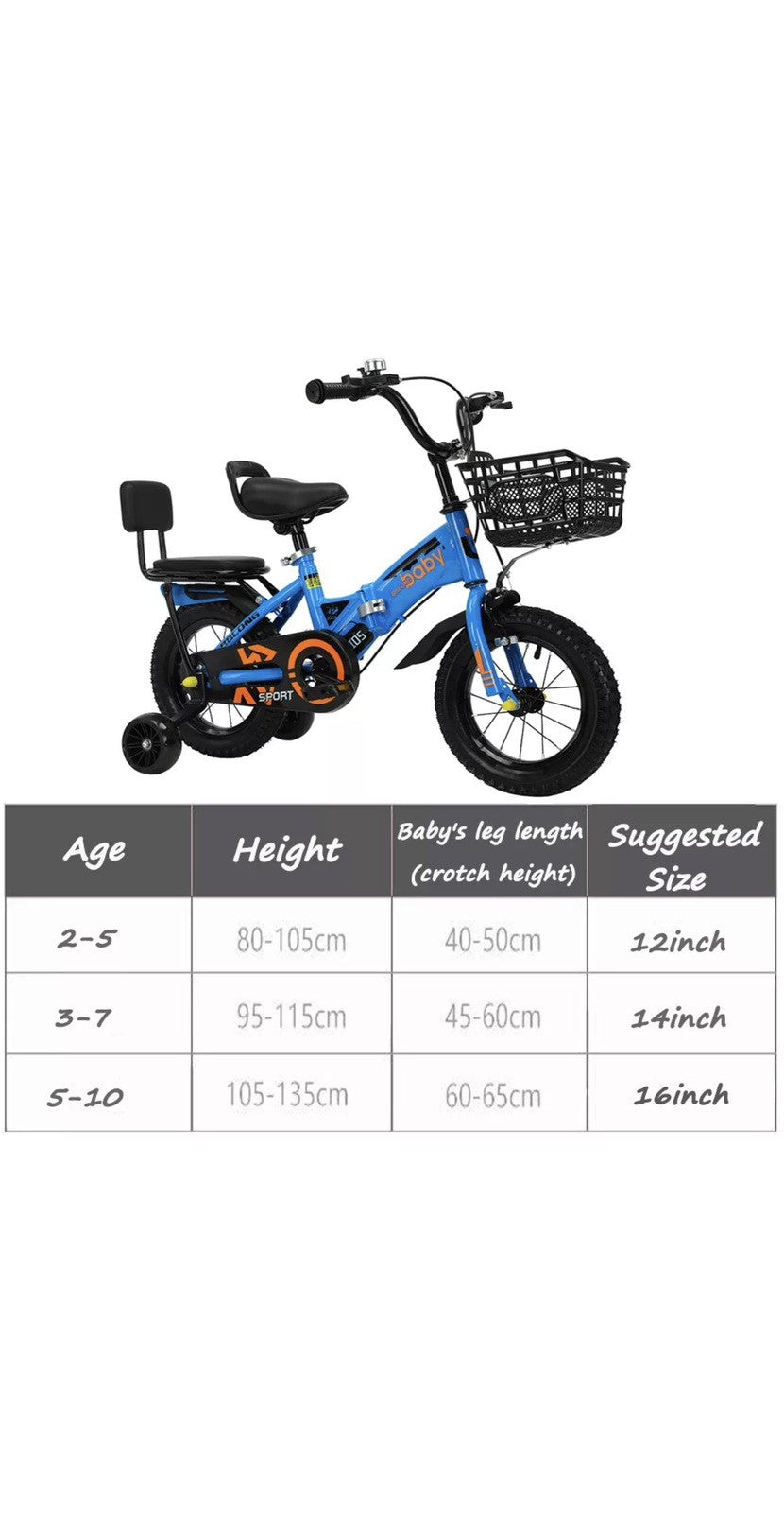 14inch Kids Bike Bicycle Children Boys Foldable Cycle Removable Stabiliser UK