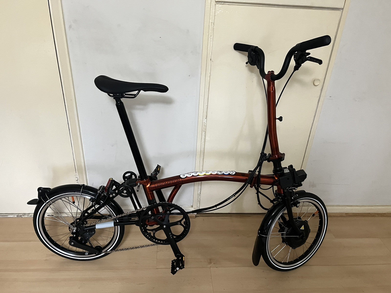 Brompton Ele ctric P Line Urban folding bike, 2024  Flame Lacquer, One size New